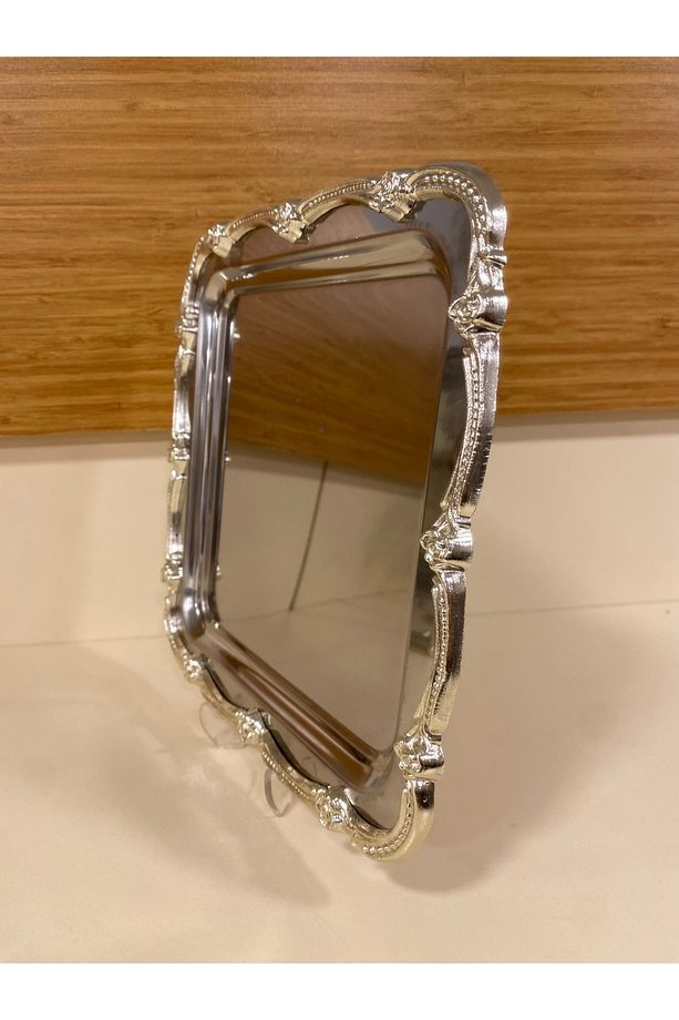 TEPSİ TEK KİŞİLİK KAHVE ÇAY SUNUM KARE GÜMÜŞ 24X24 CM - 5