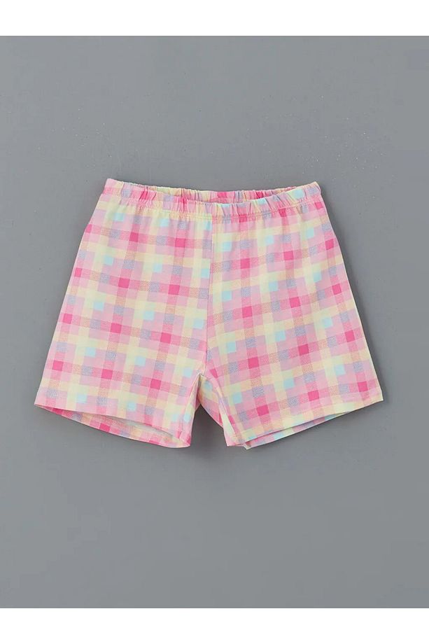 LCW Kids Beyaz Bisiklet Yaka Çiçekli Kız Çocuk Şortlu Pijama Takımı - 4