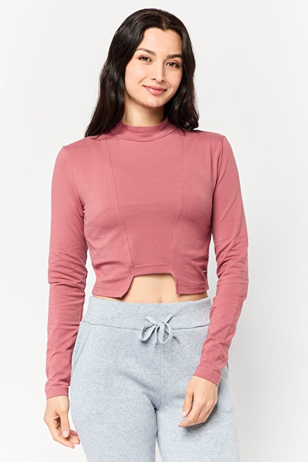 Women Sportswear Fit Long Sleeves Training Top, Rust Pink