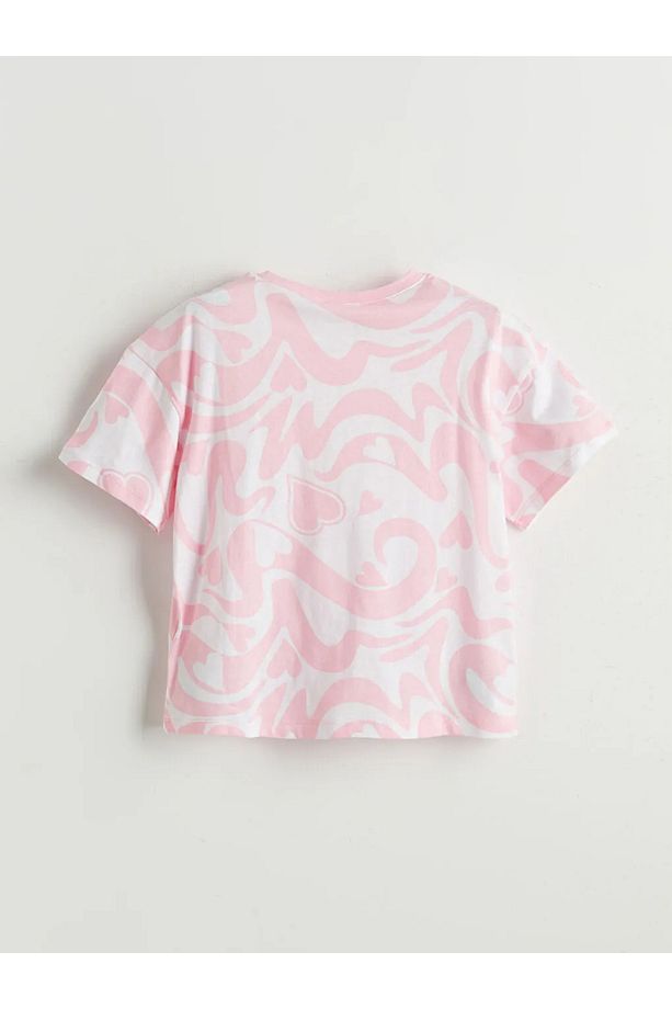 LCW Kids Pembe Bisiklet Yaka Kız Çocuk Şortlu Pijama Takımı - 3