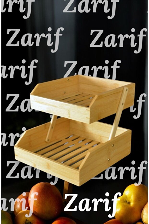Bambu 2 katlı meyvelik - bambu katlı sunumluk - 4