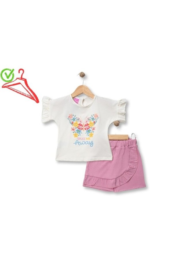 Atabay 196-04-25 Girl's Suit Shorts with Skirt with Flowers Butterfly Print 6/18 Months