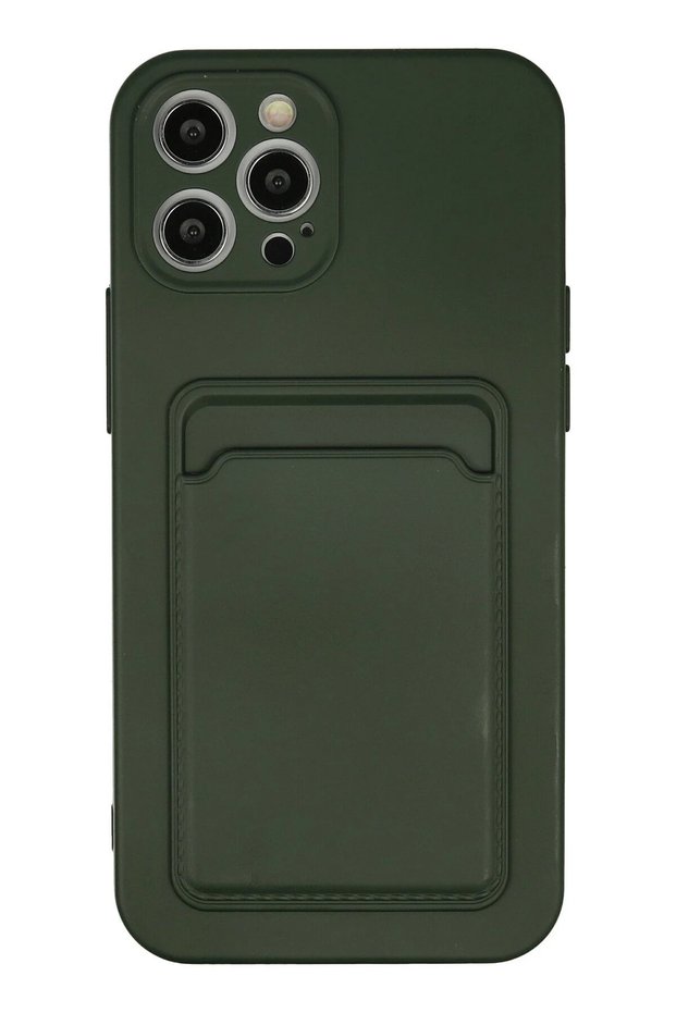iPhone 12 Pro Max Case Kelvin Silicone with Business Card - Dark Green Zngzr