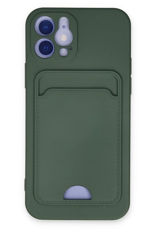 iPhone 12 Case Kelvin Silicone with Business Card - Dark Green Dpmah