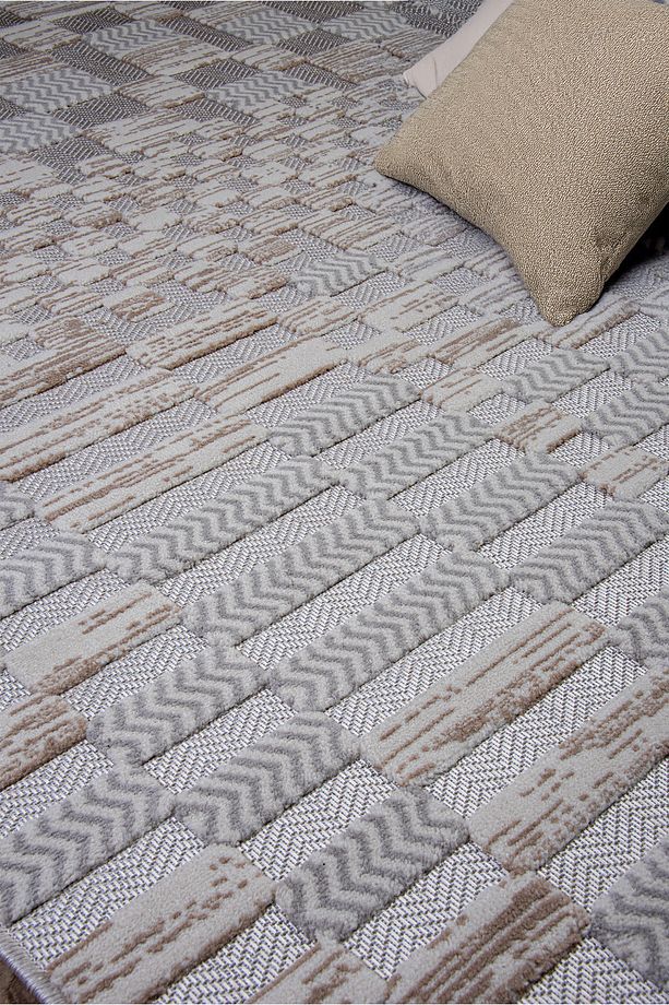Bej Gri Sisal Halı Dokuma Makine Halısı Polyester Oturma,Salon, Çocuk Oda Mutfak Yolluk Hasır Peluş - 1