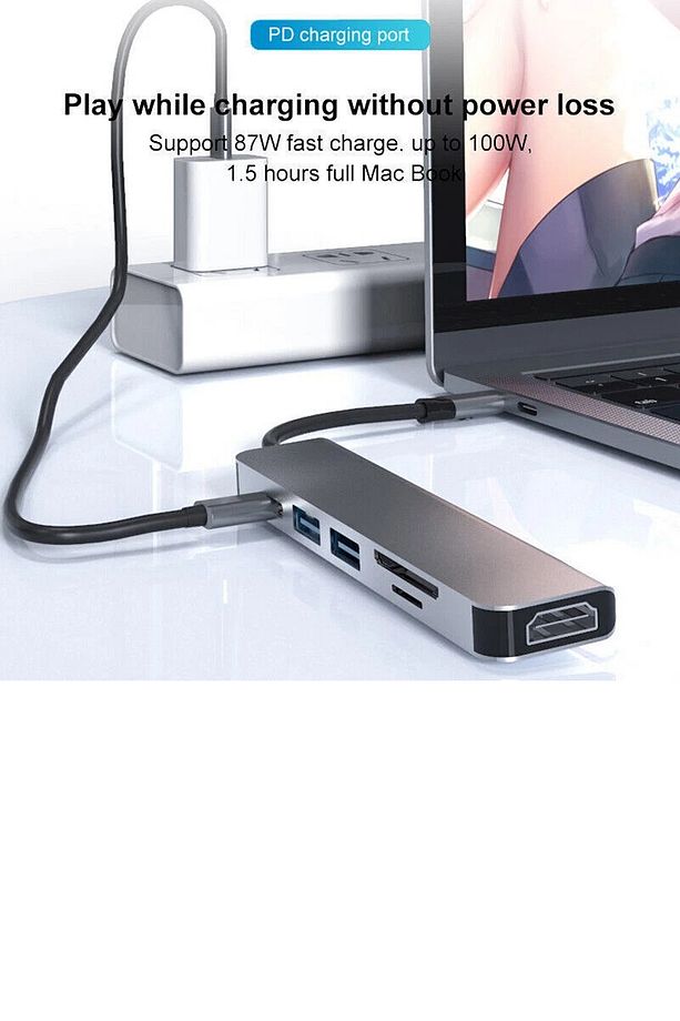 3134 6 Port Hub Usb 2.0/3.0 Çoğaltıcı Çoklayıcı Type C Hdmı Audio 3.5 Tf Sd - 4