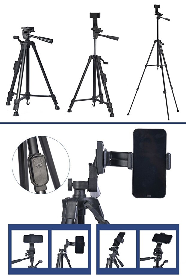 Buffer ®   146 cm Tripod with Bluetooth Control That Can Be Installed on Phone and Camera - 7
