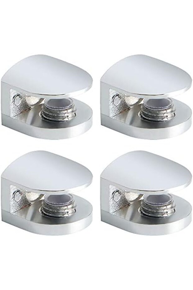 Sayayo Chrome Glass Shelf Brackets - Wall Mounted Metal Glass Clamp Supports, 4 Pcs, Adaptive 5-8MM