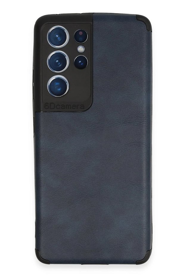 Samsung Galaxy S21 Ultra Case Loop Leather Silicone - Navy Blue Zngzr