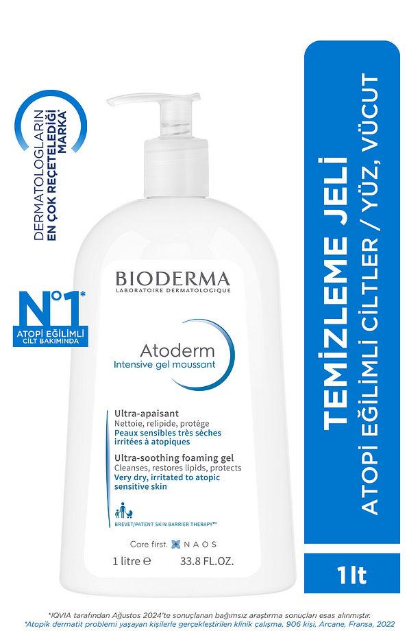 Atoderm Intensive Foaming Gel Çok Kuru Atopi Eğilimli Cilt Onarıcı Temizleme Jeli Niasinamid 1 L - 1