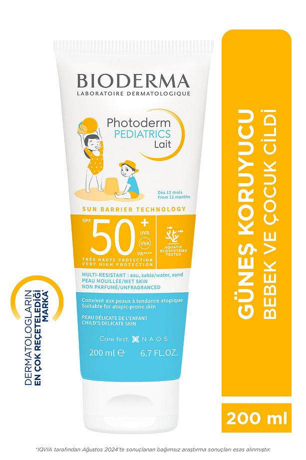 Photoderm Pediatrics Lait SPF50+ Bebek, Çocuk Çok Yüksek Korumalı Süt Formda Güneş Kremi 200 ml - 1