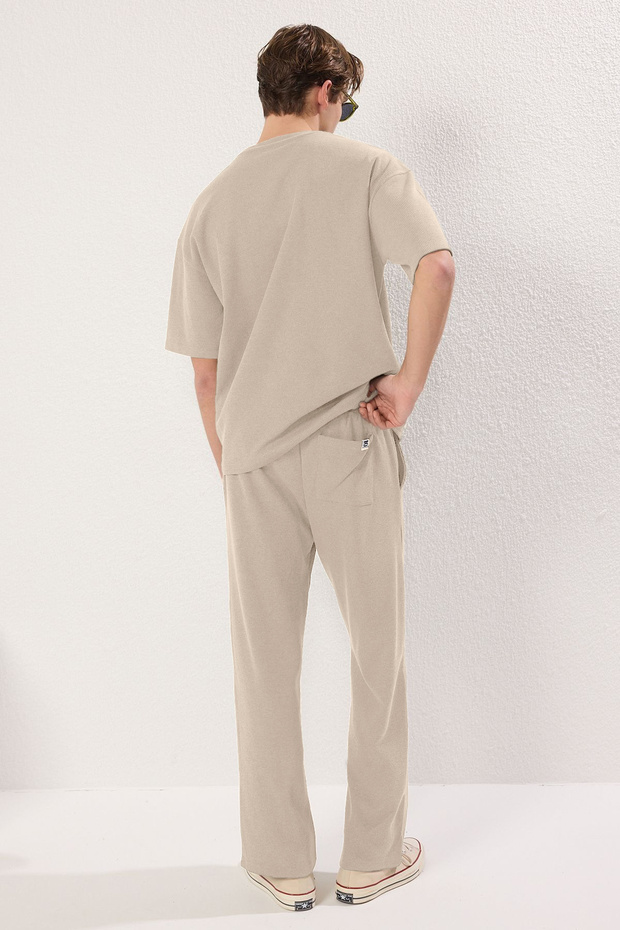 Bej Oversize/Geniş Kesim Dokulu Eşofman Takımı TMNSS25EM00010 - 4