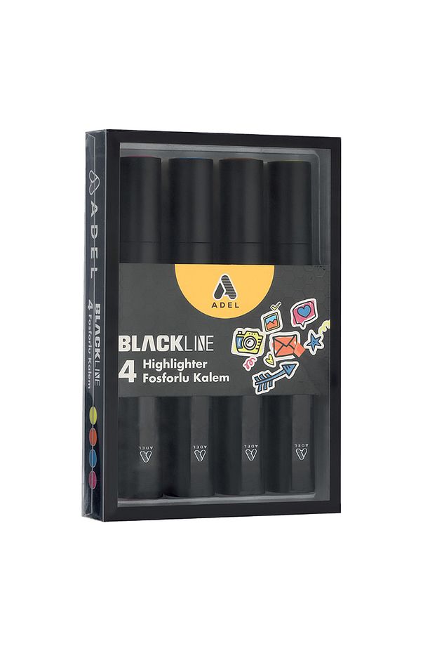 Blackline Fosforlu Kalem, 4'lü Set,Kesik Uçlu, Canlı Renkler - 1