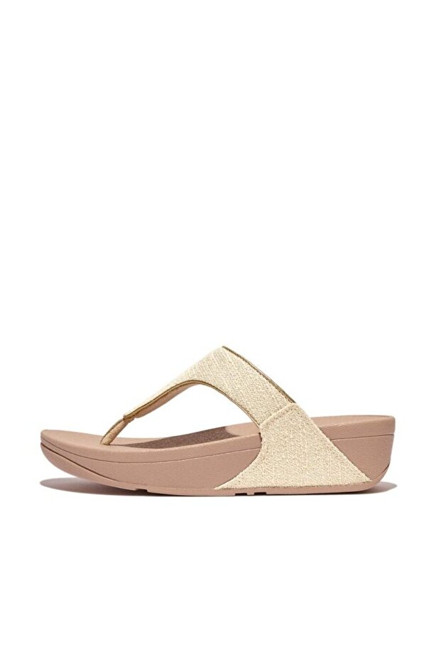 صندل Lulu Shimmerweave Toe-Post - مزيج من اللون البيج الحجري