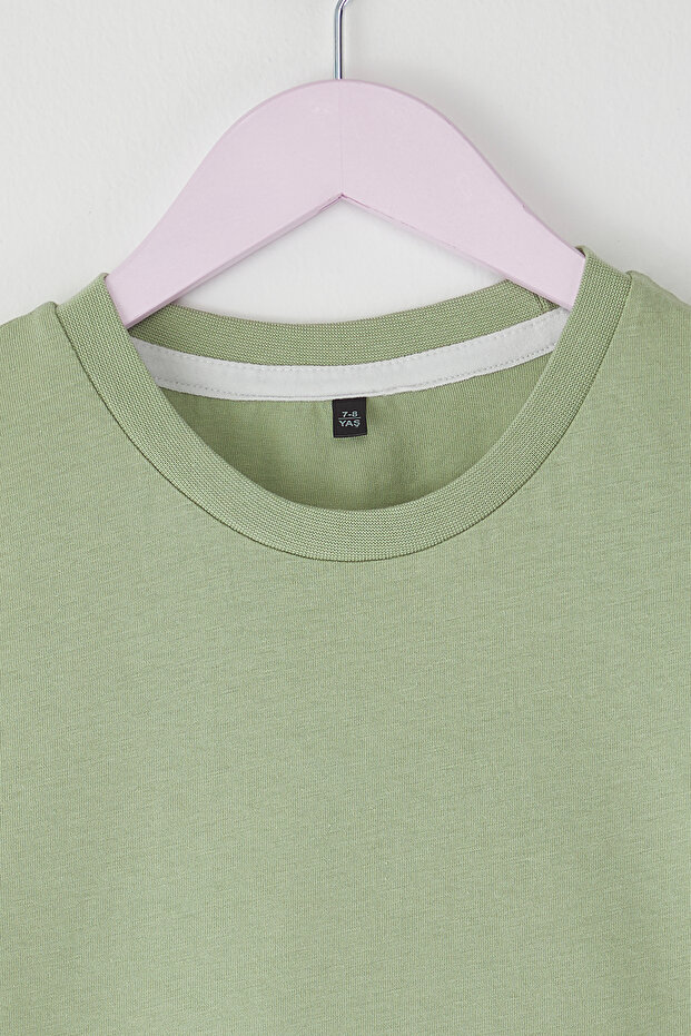 Lila-Sarı-Mint 3'lü Kız Çocuk %100 Pamuk Basic Kısa Kol Örme T-Shirt TKDSS25TS00023 - 3