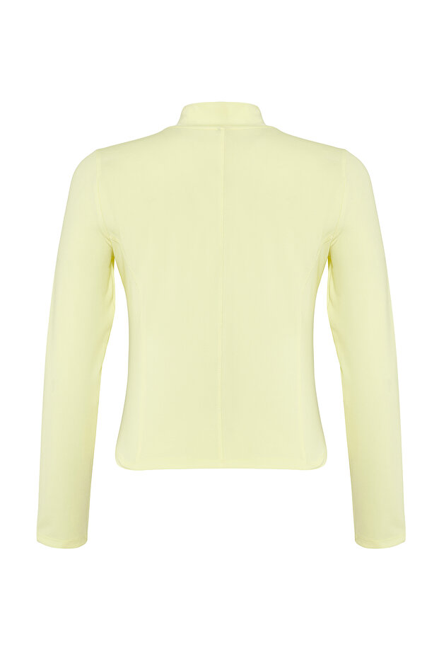 Sarı Vücuda Oturan Fermuarlı Dik Yaka Örme Spor Ceket/Sweatshirt TWOAW23BZ00592 - 6