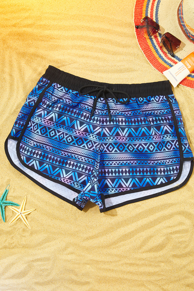 Etnik Desenli Dokuma Biyeli Plaj Mini Normal Bel Şort & Bermuda TBESS25SR00010 - 1