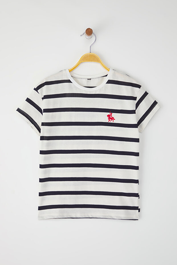 Saks Çizgili Örme T-Shirt TKDSS25TS00037 - 1