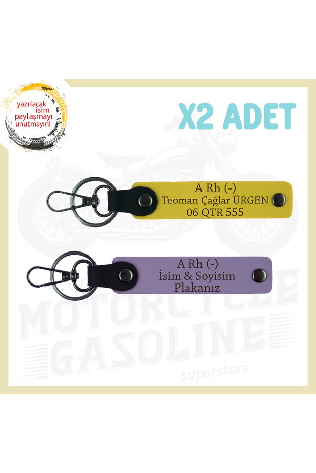 Custom Name Plate and a Rh (-) Blood Type Written Leather 2 Keychain for Speed Passion, , Purple-Violet-Yellow