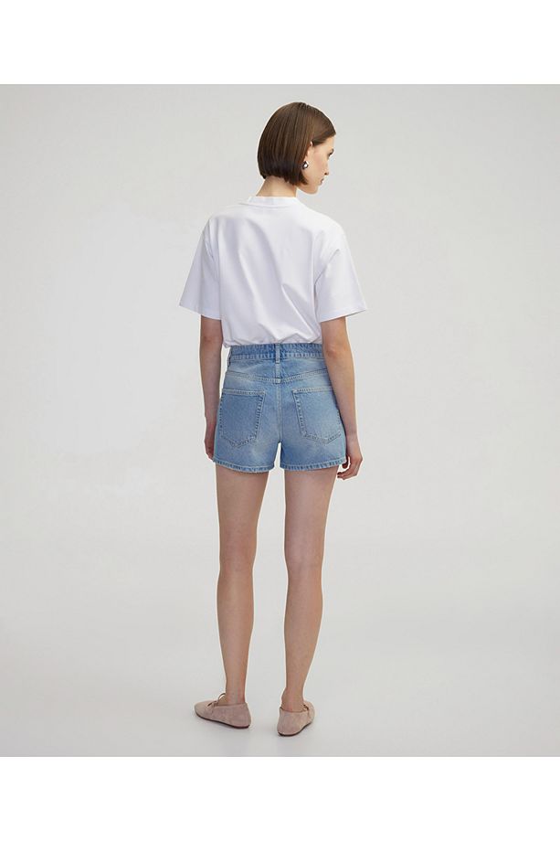 Hotfix baskılı denim şort - 6