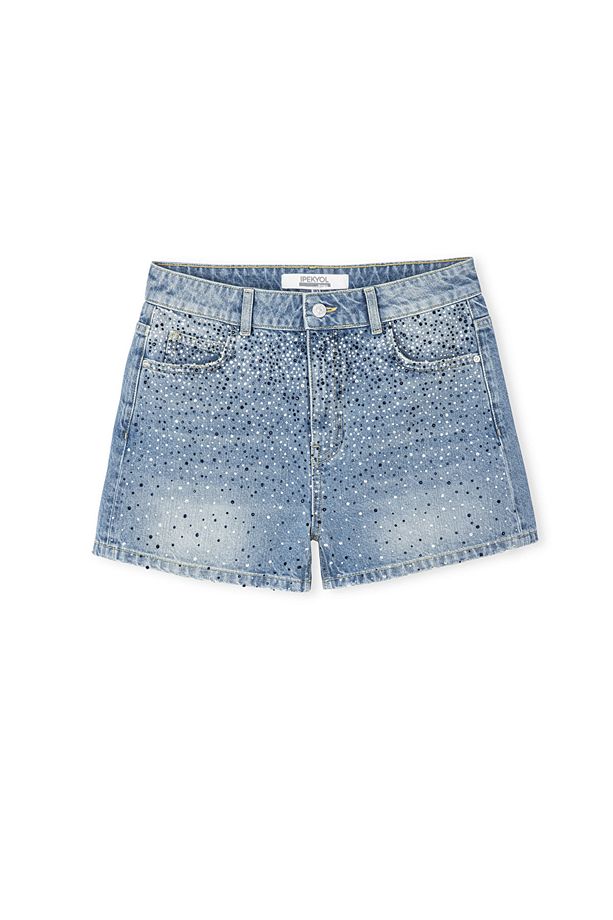 Hotfix baskılı denim şort - 3