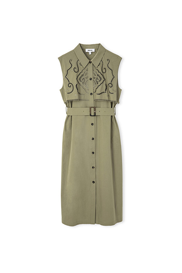 Nakışlı poplin elbise - 3