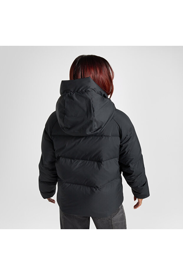 Classic Kadın Kapüşonlu Siyah Ceket - 2