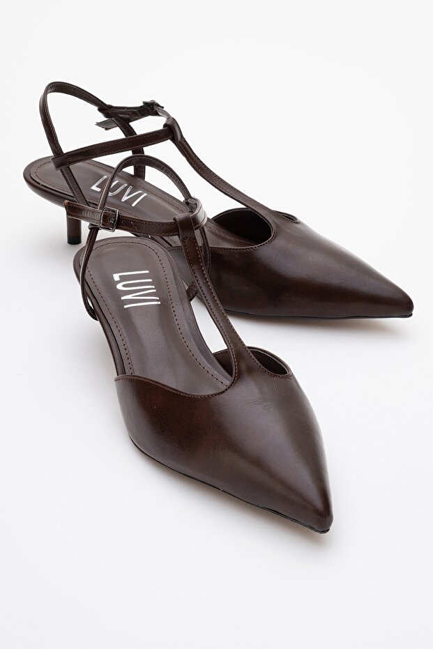 Asher Brown Skin Pointed Toe Slingback Women's Low Heeled Shoes