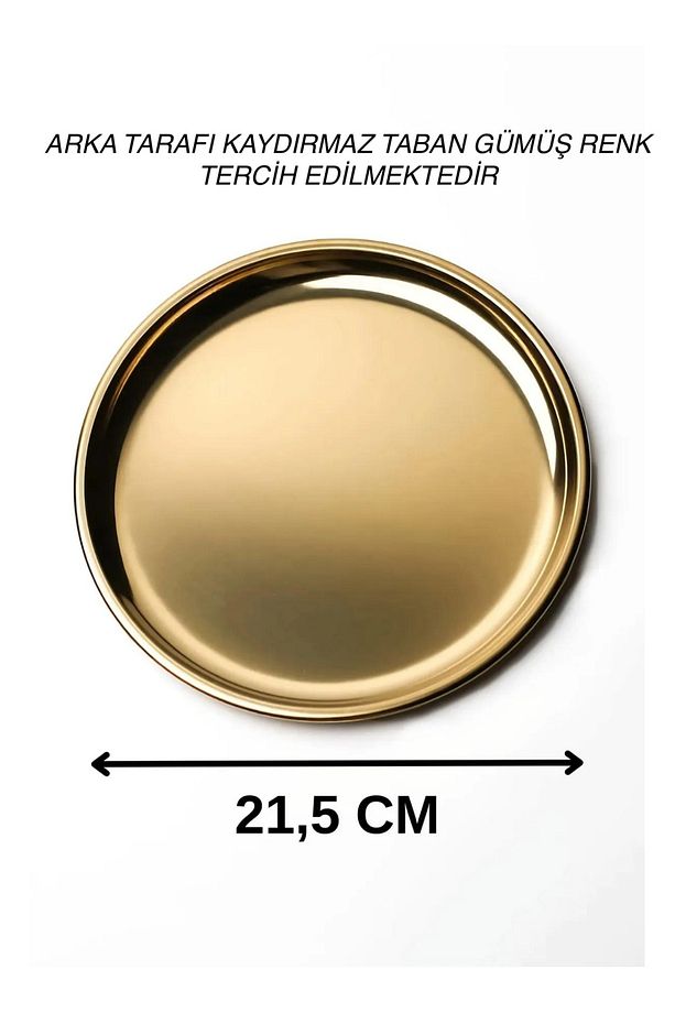 Nom Trend 6'lı Gold Yuvarlak Servis Sunum Tepsisi No:1 - 3