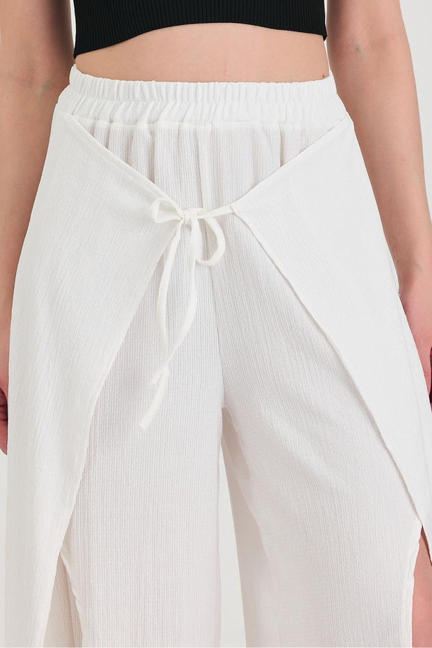 Slit Shalwar Trousers with Tie Detail