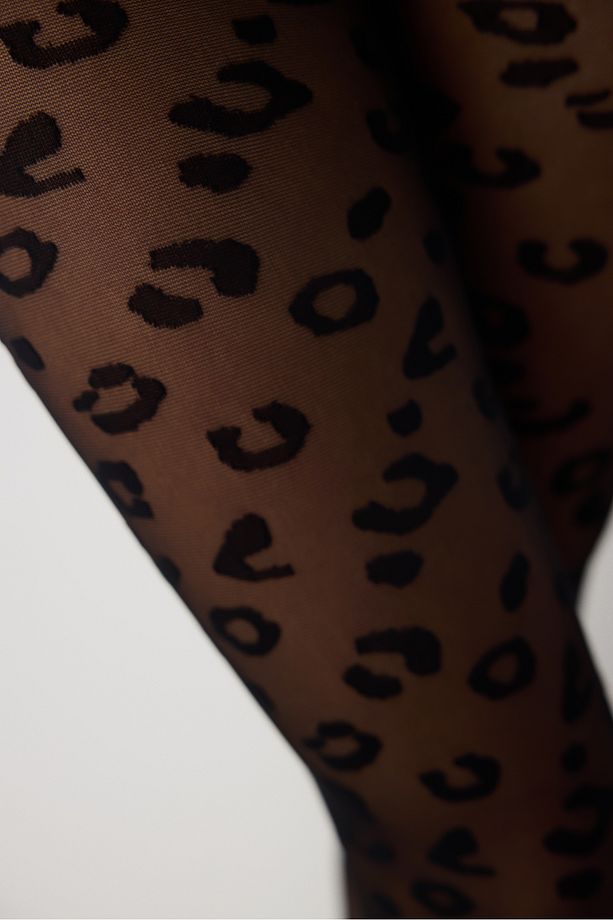 Classy Leopard Siyah Külotlu Çorap - 3