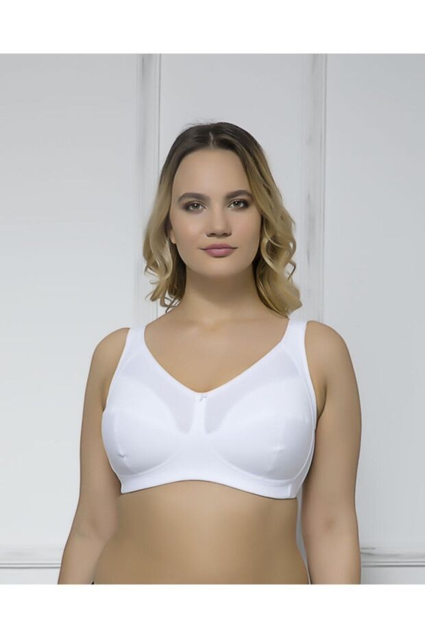 2159 حمالة صدر قطنية داعمة باللون الأبيض - 1