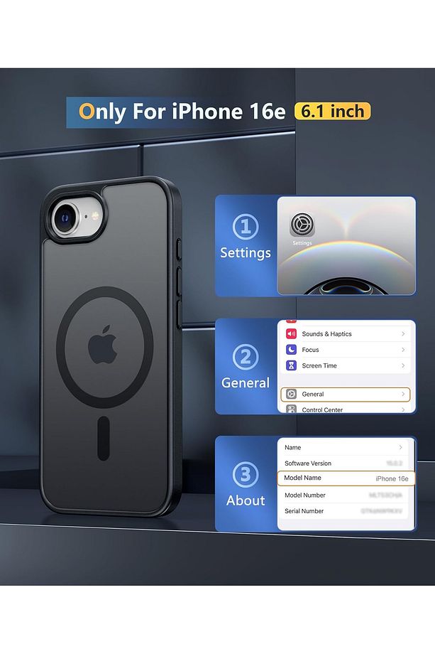 iPhone 16e Kılıf Mat Magsafe Şarj Özellikli Hassas Butonlu Yumuşak Kenarlı + Ekran Koruyucu Cam Set - 6