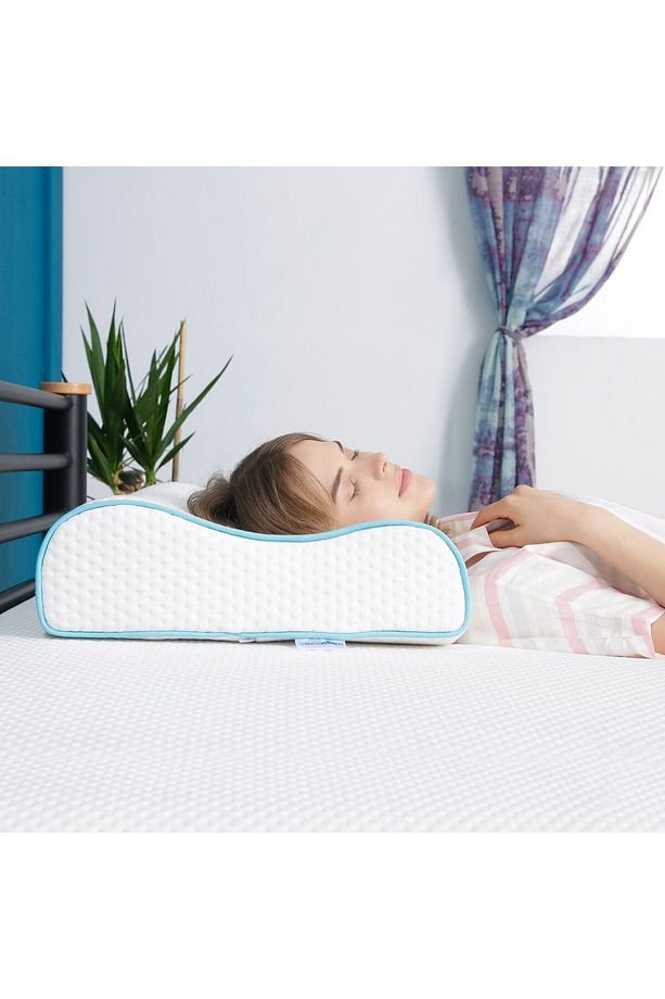 Yüksek Boyun Destekli Ortopedik Yastık Çift Boyun Destekli Visco Yastık - 60x40x14-12cm - 7