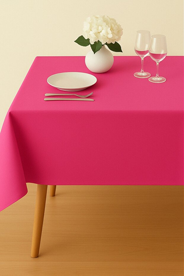 Luna Series Velvet Textured Table Cloth - Fuchsia