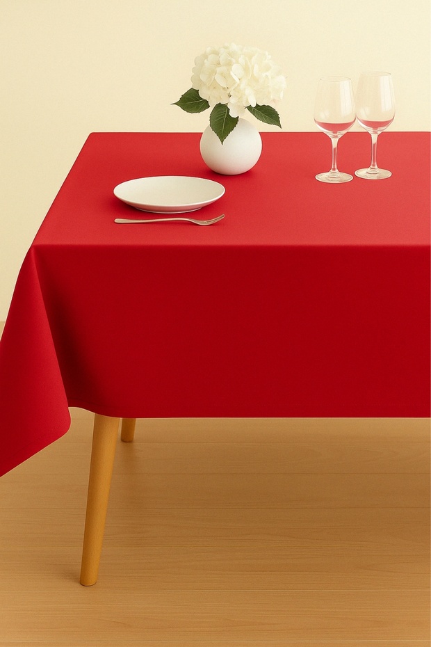 Luna Series Velvet Textured Table Cloth - Red