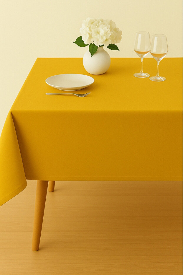 Luna Series Velvet Textured Table Cloth - Dark Yellow