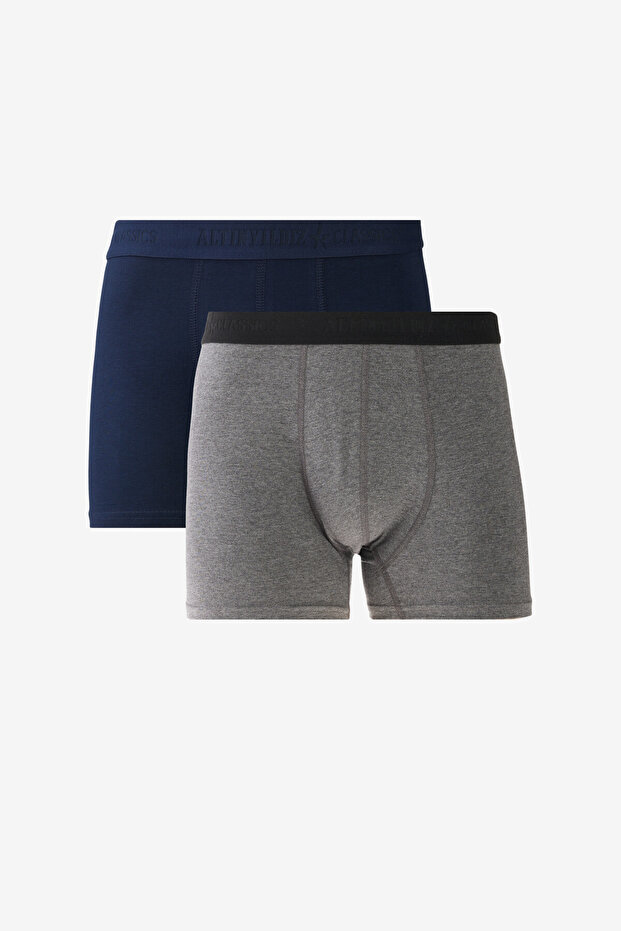 Men's Premium Cotton Navy Blue-Anthracite 2 Pack Flexible Boxers