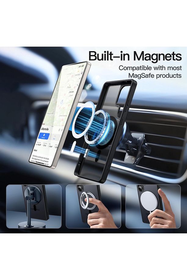 Samsung Galaxy S23 Ultra Kılıf Mat Magsafe Şarj Özellikli Yumuşak Kenarlı + Ekran Koruyucu Cam Set - 5