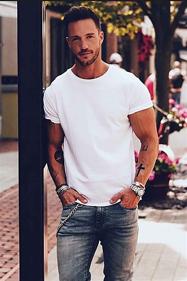 Crew Neck Basic T-Shirt White 3006 - 2