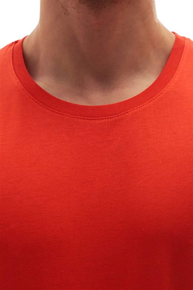 Bisiklet Yaka Basic Tişört Turuncu 3006 - 7