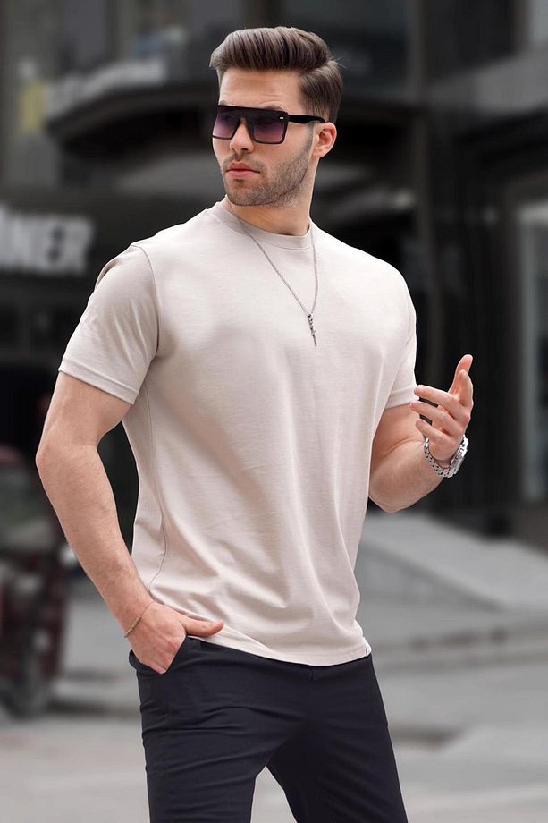 Taş Rengi Regular Fit Basic Erkek Tişört 6131 - 1