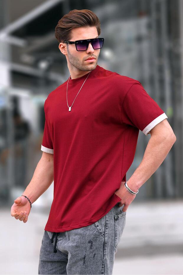 Claret Red Oversize Crew Neck T-Shirt 6184