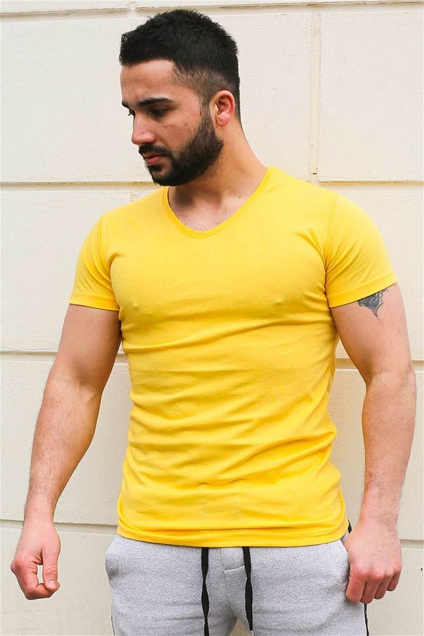 Düz Basic Sarı Tişört 3005 - 3