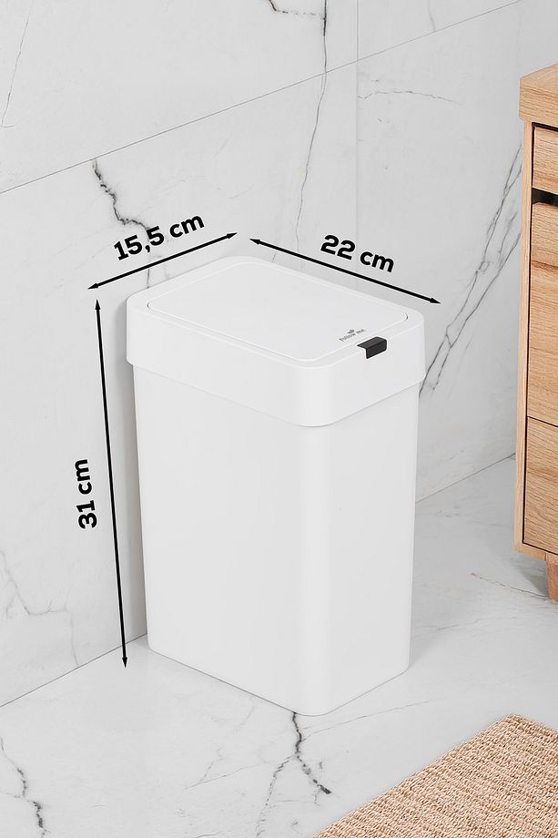 Hareket Sensörlü Sessiz Kapatma Çöp Kutusu Banyo Mutfak Çöp Kovası Kapaklı Banyo Çöp Kovası 9 Lt. - 8