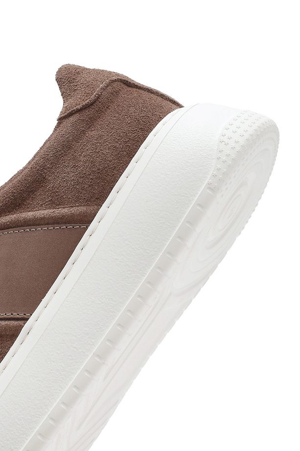 Erkek Bej Bağcıklı Kalın Tabanlı Süet Deri Sneaker 25SFD724310 - 8