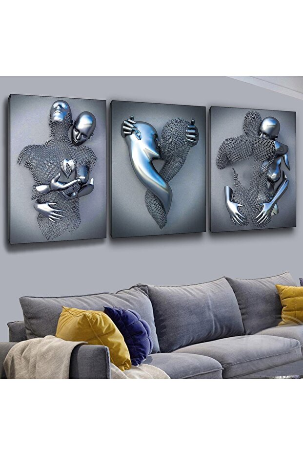 Zevahir 3 Piece Canvas 50 X 70 cm Art Sculpture Love Painting