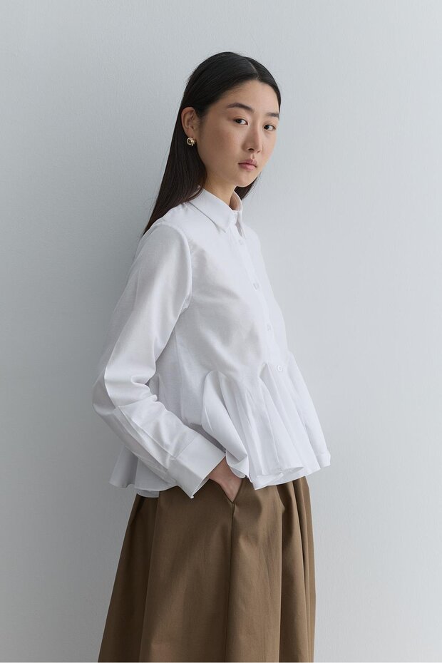 Godeli Kısa Gömlek Beyaz - 7