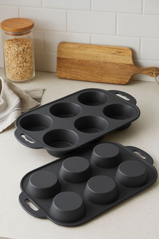 6 Lı Silikon Airfryer Muffin Kek Kalıbı - 1