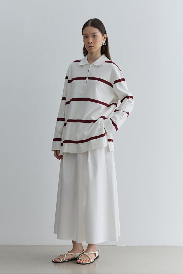 Fermuarlı Premium Sweatshirt Bordo - 2